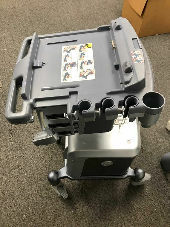 GE Logiq e, Vivid e Rolling Cart with Three Probe Connector