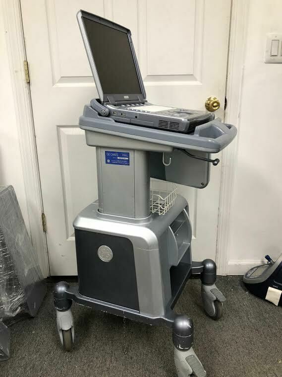 GE Logiq e, Vivid e Rolling Cart with Three Probe Connector